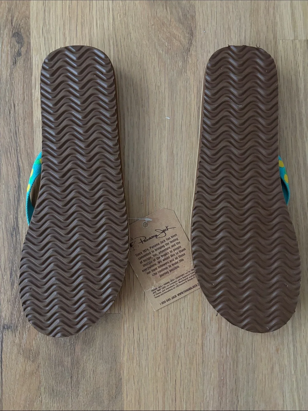 Panama Jack Turquoise Flip Flops with Yellow Polka Dot Straps